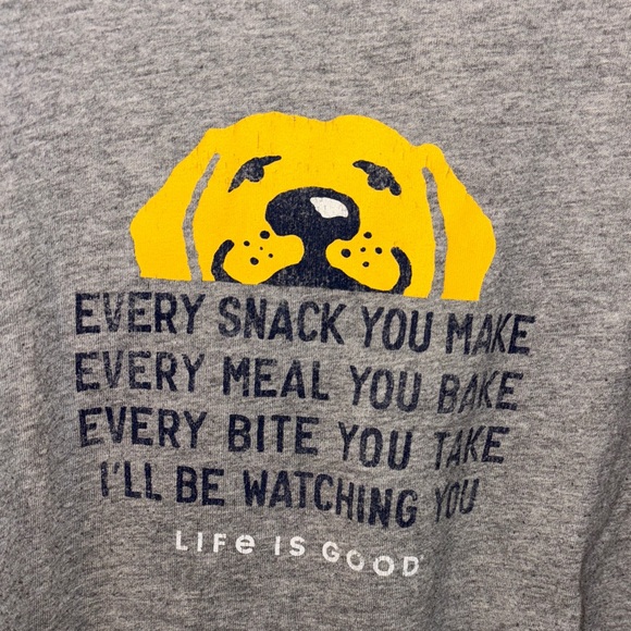 Life Is Good Gray Tee with Yellow Dog Graphic - Picture 2 of 5